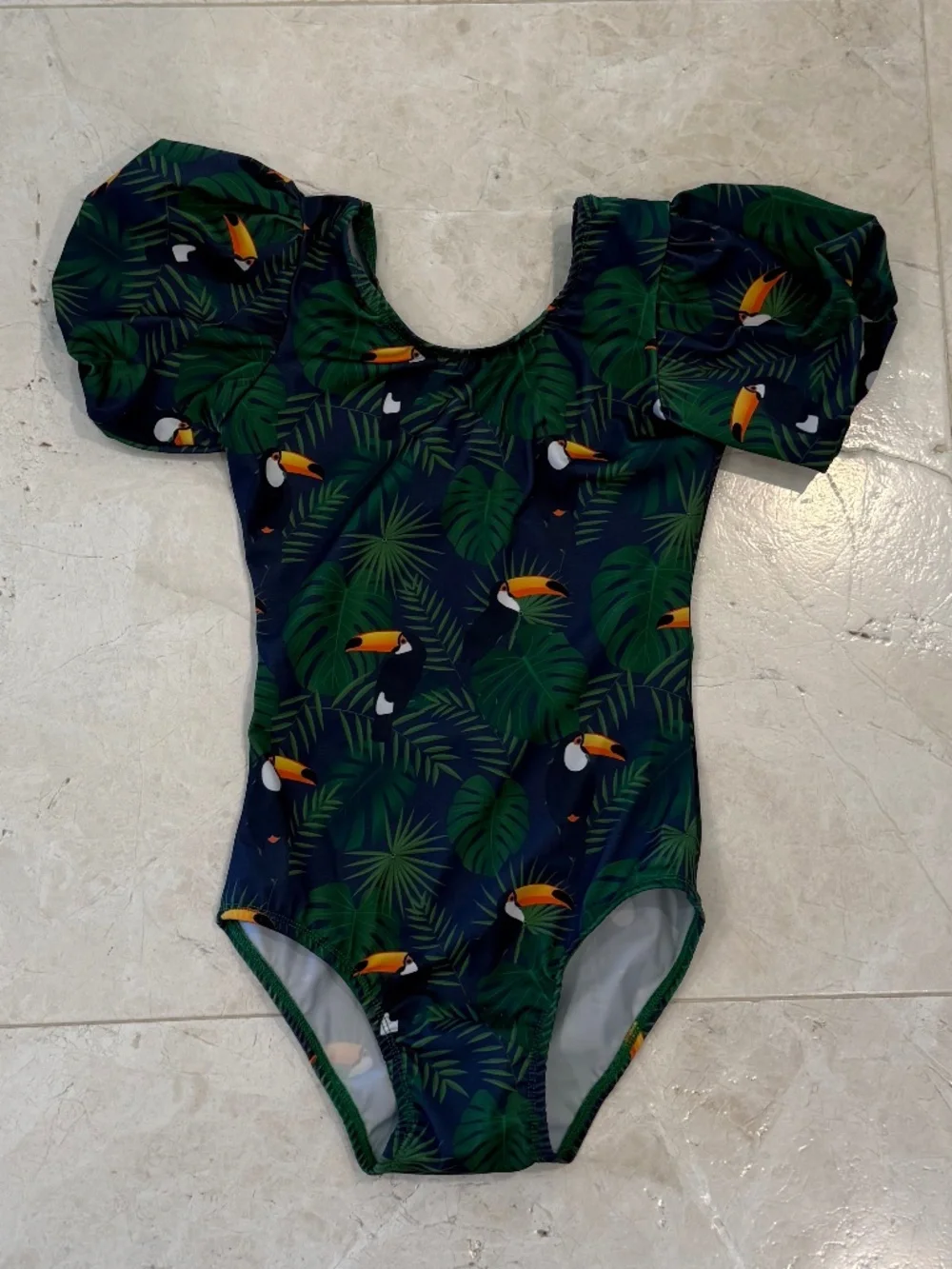 Princess C by F. Fantagiro Girls Toucan Tropical One Piece Swimsuit Size 10